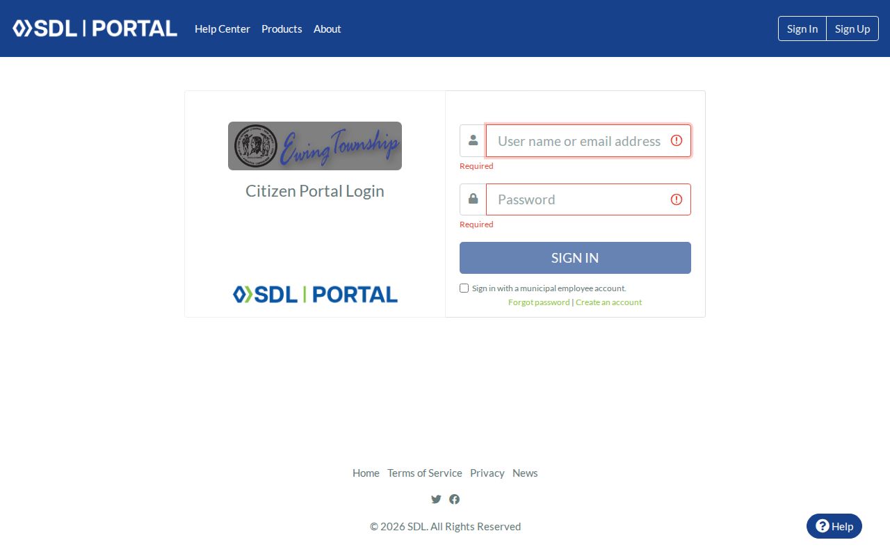 Ewing Township residents directory SDL property and permit portal