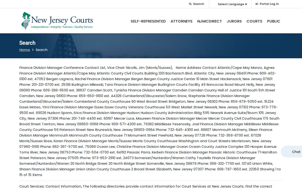 Ewing Township resident lookup through the New Jersey Courts case search