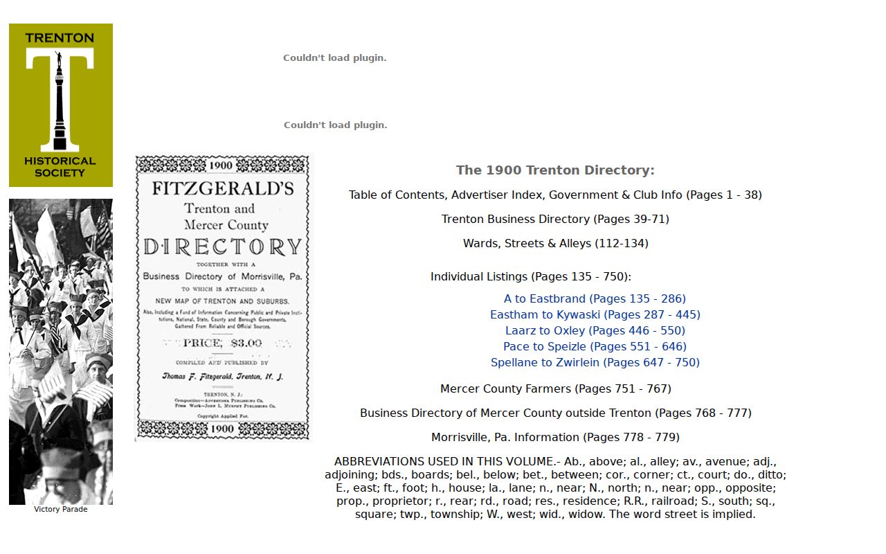 Ewing Township previous residents historical city directory index